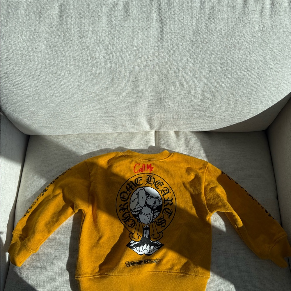 Chrome Hearts Yellow Crewneck Sweater with Graphic FOR A KID